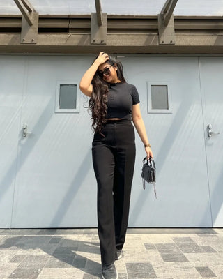 High Waisted Straight Trousers