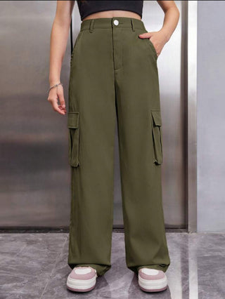 High waist wide leg cargo pants