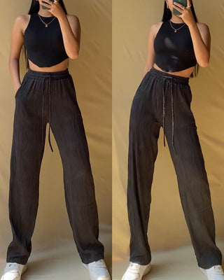 Black Ripple Comfort Trousers.