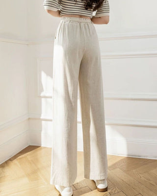 High-waisted linen wide leg pants