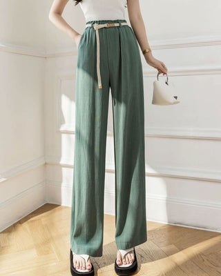 High-waisted linen wide leg pants