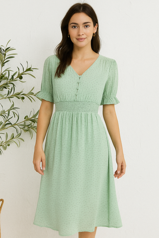 Daisy Drape Smocked Midi Dress