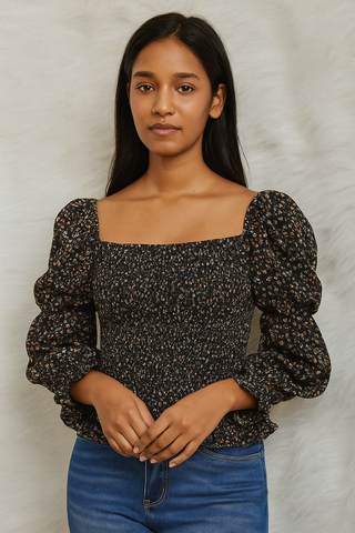 Midnight Bloom Smocked Top.