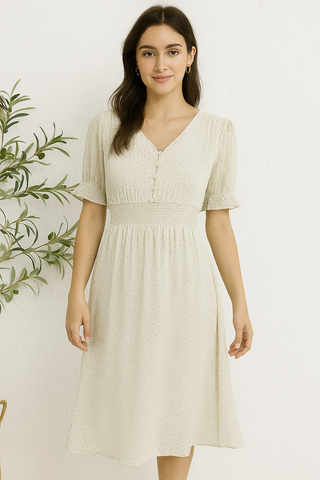 Daisy Drape Smocked Midi Dress