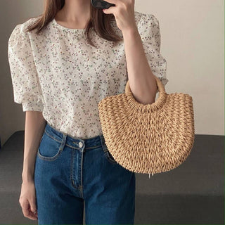 floral puff sleeve blouse