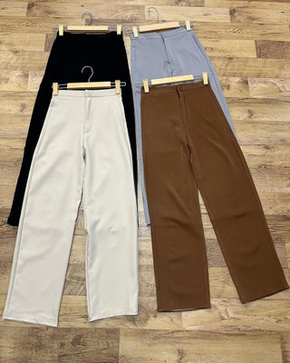High Waisted Straight Trousers