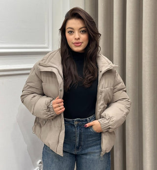 Isla Light Mocha Quilted Chic Puffer Jacket