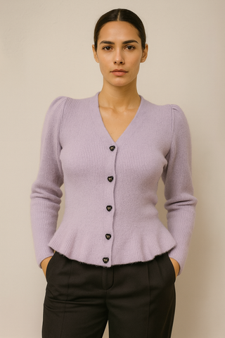 Rosette Peplum Cardigan.