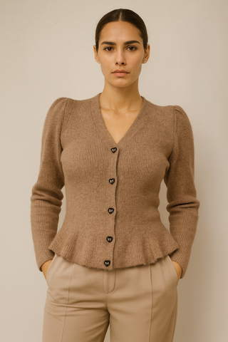 Rosette Peplum Cardigan.