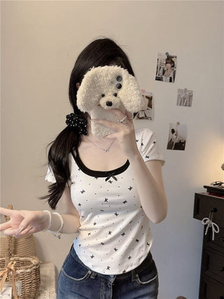 Coquette Bow Print Top.
