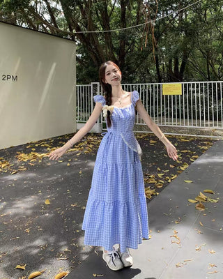 Sweet Gingham Ruffle Maxi Dress