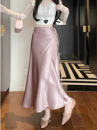 Aveline Satin Tie Wrap Skirt.