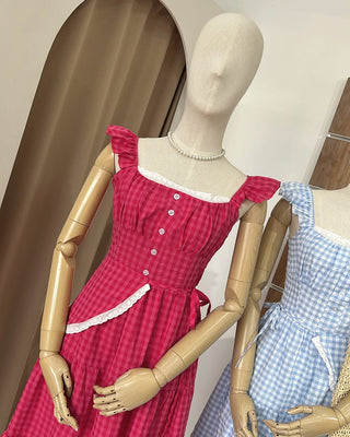 Sweet Gingham Ruffle Maxi Dress