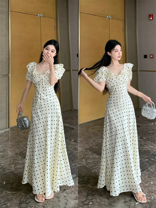 Juliette Polka Dot Tie-Front Maxi Dress