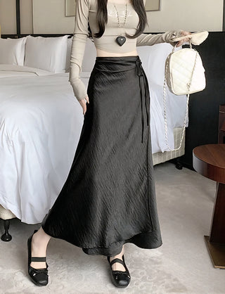 Aveline Satin Tie Wrap Skirt.