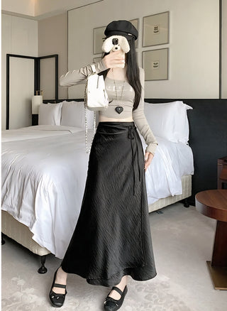 Aveline Satin Tie Wrap Skirt.