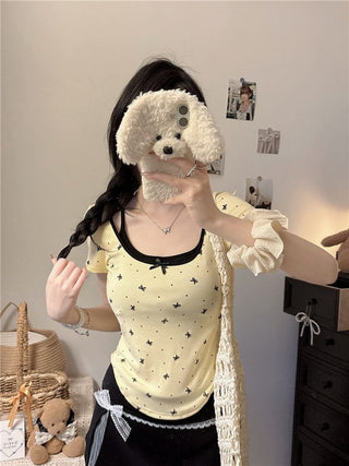 Coquette Bow Print Top.