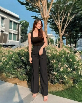 High Waisted Straight Trousers