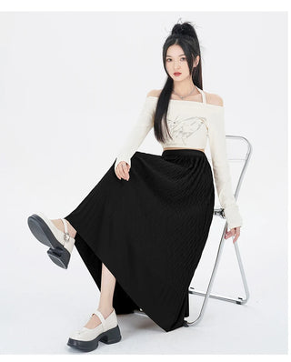 Elegant High-Waisted Pleated Flowy Midi Skirt