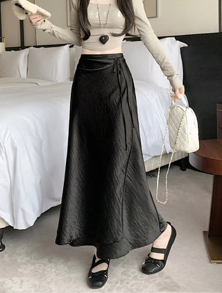 Aveline Satin Tie Wrap Skirt.
