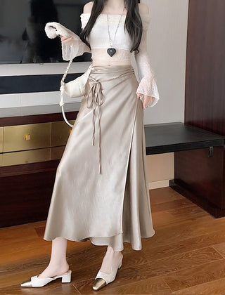 Aveline Satin Tie Wrap Skirt.