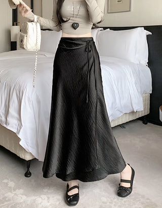 Aveline Satin Tie Wrap Skirt.
