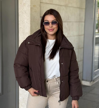 Isla Light Mocha Quilted Chic Puffer Jacket