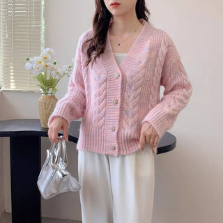 Veyora V-Neck Knitted Button-Down Cardigan