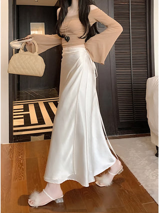 Aveline Satin Tie Wrap Skirt.