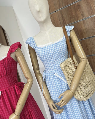Sweet Gingham Ruffle Maxi Dress