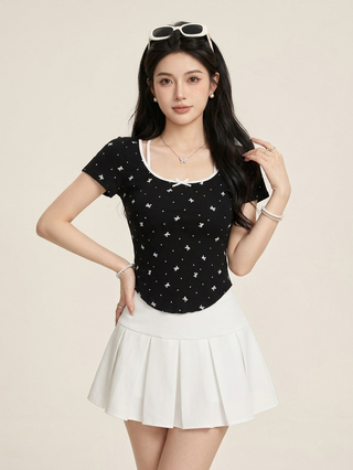 Coquette Bow Print Top.