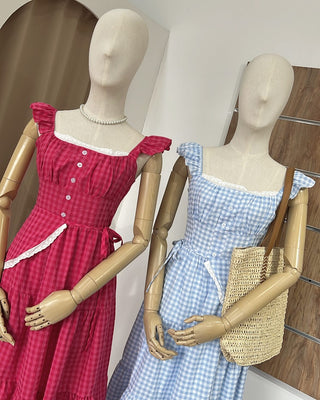 Sweet Gingham Ruffle Maxi Dress