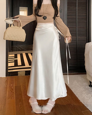 Aveline Satin Tie Wrap Skirt.