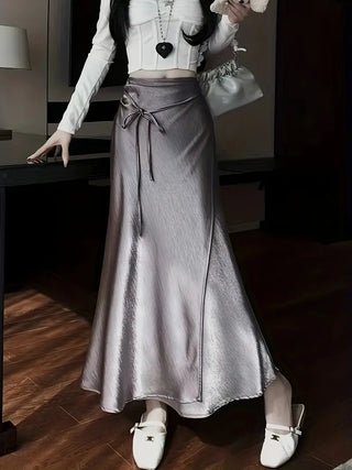 Aveline Satin Tie Wrap Skirt.