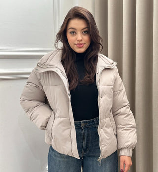 Isla Light Mocha Quilted Chic Puffer Jacket