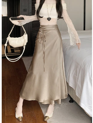 Aveline Satin Tie Wrap Skirt.