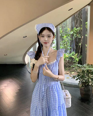 Sweet Gingham Ruffle Maxi Dress