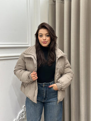 Isla Light Mocha Quilted Chic Puffer Jacket