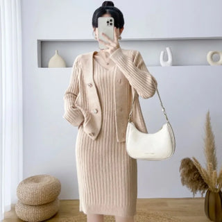 Mae cozy cardigan+ bodycon dress set