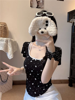 Coquette Bow Print Top.