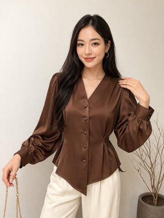 Dreamy Drape Satin Top.