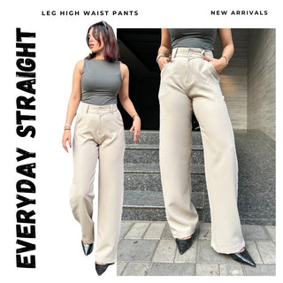 HIGH WAIST STRAIGHT LEG BUTTON FORMAL TROUSERS