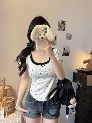 Coquette Bow Print Top.