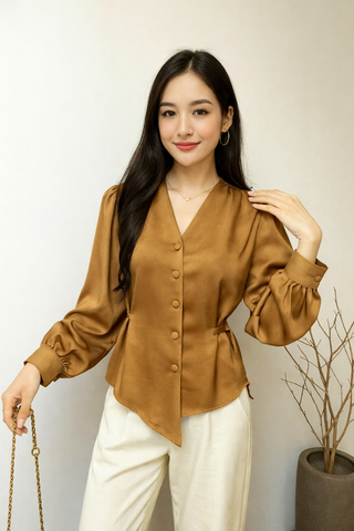 Dreamy Drape Satin Top.
