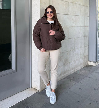 Isla Light Mocha Quilted Chic Puffer Jacket