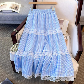 Check & Lace Elegance Skirt.
