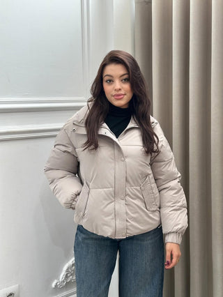 Isla Light Mocha Quilted Chic Puffer Jacket