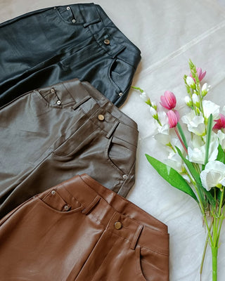 Leather luxe high-waisted Pants.