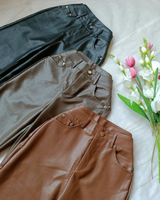 Leather luxe high-waisted Pants.