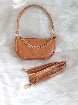 CROC PATTERN MINI CHAIN HAND, SHOULDER & CROSSBODY BAG